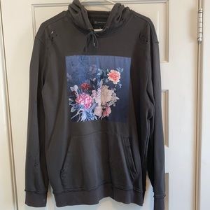 Floral dark grey hoodie